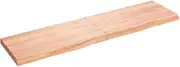 vidaXL Wall Shelf in Light Brown - Handmade Solid Oak Wood with Live Edge Design, Treated Surface, 120x30x4 cm - Versatile & Space Saving