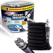 Expandable Water Garden Hose Lightweight Plastic Kink-resistant Coiled Black