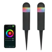 Smart RGB LED Pathway Lights 12V, 2-Pack WiFi & BLE Outdoor Lighting, Die-Cas...