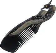 Natural Horn Comb - Massage Natural Hand Carved Combs | Handmade Engraving Anti-Static Detangling Hair Massage Horn Comb For Men Women Kids (Random Pattern) Fulenyi