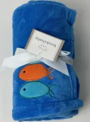 NWT Koala Baby Three 3 Fish Aqua Blue Turquoise And Orange Fleece Plush Blanket