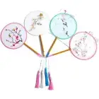 Flower Handheld with Tassels Fan Crafts Home Decor Dance Fan Hand Fans