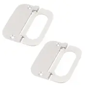 Cupboard Drawer Metal Flush Mount Door Pull Handle Silver Tone 2pcs