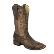CORRAL Men's Distressed Lizard Cowboy Boot Wide Square Toe - A3096