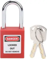 Lockout Tagout Lock Set, Red Loto Locks, Keyed Different, 2 Keys per Lock, Safet