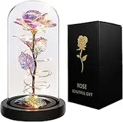 Valentines Day, Glass Preserved Eternal Rose, Birthday Gifts for Women, Womens Gifts for Christmas, Mom Gifts for Xmas, Light Up Rose in A Glass Dome