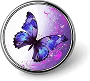 [FZMVSQH] Purple Butterfly Printed Round Button Pin Badges Metal Pinback Buttons 1 Inch Pins for Hat Shirt Clothing Bags Decoration, Circular, Aluminum, Circular, Aluminum