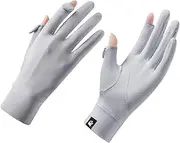 [Generic] Womens Summer Thin Ice Silk Sunblock Gloves, UPF50+, Touch Screen Non Slip Anti-UV Cycling Gloves, Cool Breathable Ladies Sun Protection Gloves for Driving Golfing Running