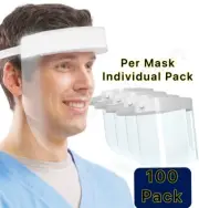 100Pcs Safety Full Face Shield Reusable Protection Cover Dental Anti-Fog Helmet