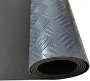 Garage Rubber Flooring Roll Embossed Diamond, Waterproof Rubber Flooring Mat for Gym/Warehouse/Under Car Trailer, 2 3 5 6 7 8 10 11 13 15 Ft(Gray,0.6 x 6.2m/2 x