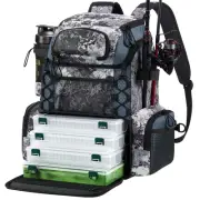 Piscifun Fishing Tackle Backpack with Rod Holders & 4 Tackle Boxes, Outdoor F...