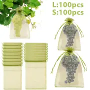 100Pcs Fruit Protection Bags Fine Mesh Organza Garden Netting Bags-.-.