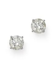 Colorless Certified Round Diamond Stud Earring in 18K White Gold, 2.0 ct. t. w.