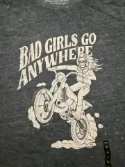 Torrid 3 Gray Bad Girls Go Anywhere Statement Biker Graphic Short Sleeve Tee NWT