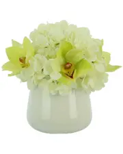 Creative Displays Green Orchid And White Hydrangea Arrangement