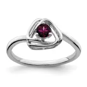 Solid 14k White Gold Rhodolite Simulated Garnet Triangle Ring