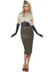 WW2 Army Pin Up Spice Classy Darling Armed Forces Costume Wartime Fancy Dress