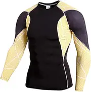 [Abigprofit] Male Underwear Thermal Tight Sportwear Thermo Shirt Quick Dry Compression Shirt Yellow XXL