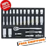 Wiha 33896 28 Piece 1/2" Drive Professional Standard & Deep Socket Tray Set SAE