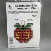 Sequin Sparkler Ornament Pin Kit 5710 Apple NMI NOS Bar Pin Included Teacher
