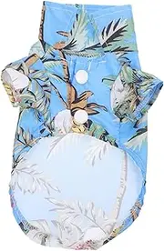 TOBBOMEY Hawaiian Dog Shirt for Pets Breathable Summer T Shirt Apparel for Dogs and Cats Lightweight and Comfortable Pet Clothing with Coconut Tree