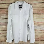 Marc Ecko NWT Men's XL White Tiger embossed desigButton Down Shirt B1