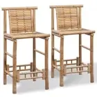 Bamboo Bar Stool Set Of 2 Wooden Breakfast Chair Decorative Kitchen Barstools