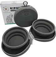 MonPtit Travel Bowls, Silicone Collapsible Dog Bowl in Zip Up Case, for Dogs Cat Food and Water, Compact & Lightweight with Innovative Spillproof Design, Washable & Reusable, Camping Hiking Equipment