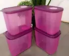 4pc Tupperware Freezer Mates Deep Pocket Set with Date Dial Purple Set