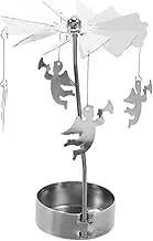 GRIRIW Elegant Rotating Tea Light Candle Holder Metal Stand for Spinning Decorative Candlestick for Christmas Wedding Party Home Decor Uniquely Romantic