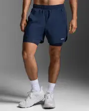 Aero Mesh 2-in-1 5 Inch Shorts, 2XU, XL, MDN/SRF, Male