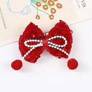 20 Pcs Red Bow Tie Bows, Pearls Bowknot for Crafts, Sewing, Wedding, Birthday, Party, Clothing Accessories