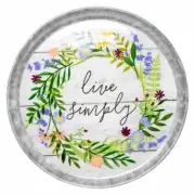Boston Warehouse 12" Galvanized Cake Stand with Wooden Base, Live Simply