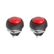Push Button Switch SPST 1 NO Momentary Round Button 12mm / Red / 2 Pcs