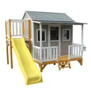 Kidzshack Delightful Shack Kids Wooden Large Cubby House Yellow Slide 3y+
