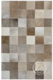 Real Cowhide Patchwork Rug Square Light Tones - Size 22x34" Door Mat / Bed side