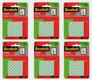 6 ~ Scotch MOUNTING SQUARES White 16 pcs Double-Sided Foam Tape Strong Bond 111P