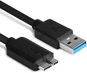 USB 3.0 Male A to Micro B Hard Drive Flexible Cable for Seagate WD PC & Camera (0.3 Meter - Black)