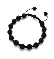 MEN'S 10mm BLACK LAVA STONE BEADS BRACELET.