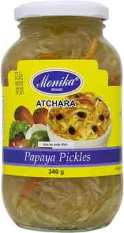 Monika Sweet and Sour Papaya Pickle (Atchara), 340 G