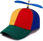 Unisex Jester Tweedledee Costume Windmill Snap Propeller Helicopter Hat Clown Cap