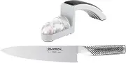 Global Knife and Sharpener 2-Piece Starter Set, Cromova 18 Stainless Steel, Made in Japan