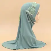 Muslim Women Turban Hijab Amira Scarf Beaded Tassel Shawls Head Cover Wrap Islam