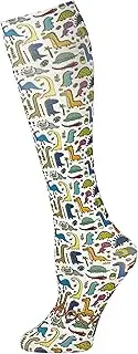 [Hocsocx] Dinosaurs Unisex Performance Liner Socks, Moisture Wicking, Rash & Blister Protection for Field & Ice Hockey, Soccer, Skiing, Hiking, Boot Sock, Youth, White, Youth