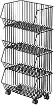 Fruit Holder Fruit Basket 4 Tiers with Wheels Metal Wire Fruit & Vegetable Storage Cart for Kitchen Home & Pantry Organization Fruit Storage