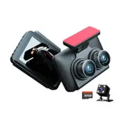 Car Dash Camera with 32GB Card 3 Channel Rear View Mirror Camera Dash Cam Front and Rear Inside Car Video Recorder