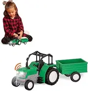 Driven by Battat – Small Toy Tractor & Trailer – Farm Vehicle Toy for Kids – Lights & Sounds – Movable Parts – 3 Years + – Micro Tractor