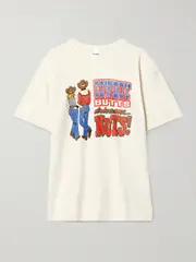 [RE/DONE] RE/DONE - Boyfriend Printed Cotton-jersey T-shirt - Off-white - medium medium Off-white