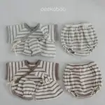 PEEKABOO 華夫條紋新生兒衣服｜嬰兒套裝 新生兒套裝 寶寶衣服 嬰兒衣服 彌月禮盒 寶寶帽子 嬰兒帽子 韓國童裝