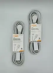 2 HDX 10 ft. 16-Gauge White Braided Extension Cords Indoor Use 3 Outlets